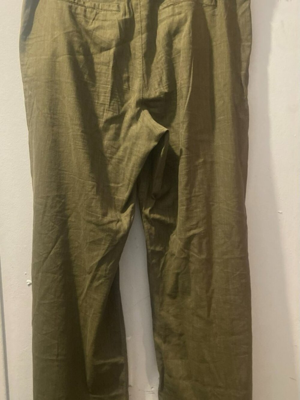 KUT From The Kloth Olive Green Linen Blend Relaxed Straight Leg Pants Size 12 - Picture 5 of 9
